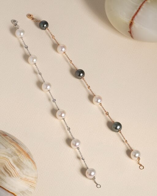 Designed for effortless everyday luxury. These 18ct white and rose gold bracelets feature alternating Akoya and Tahitian pearls accented with fine diamond details, offering a refined yet relaxed approach to contemporary pearl jewellery. Lightweight, elegant, and highly versatile, they are designed to transition seamlessly from casual daywear to evening styling.
 
Exclusively designed by Aminoff London, these bracelets showcase our distinctive balance of modern gold work, natural pearl beauty, and understated diamond detailing. Every piece is carefully created using hand-selected pearls chosen for their lustre, shape, and harmony. These designs are only available from Aminoff London and selected retail partners.
 
Private viewings can be arranged 5 days a week between 08:00 – 18:00 by appointment at our London office and showroom. To arrange a consultation, discuss pearl options, or view our collections in person, please contact us by email or telephone.
 
#AminoffLondon #PearlBracelet #TahitianPearls #AkoyaPearls #LuxuryBracelets #FineJewellery #DiamondBracelet #ModernJewellery #CasualLuxury #PearlDesign #RoseGoldJewellery #WhiteGoldJewellery #LuxuryStyle #PearlSpecialist #ExclusiveJewellery