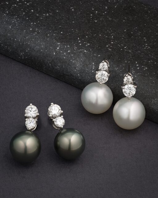 Classic pearl and diamond earrings, elevated by exceptional scale and colour.
 
Crafted in 18ct white gold and set with 1.15cts of diamonds, these earrings are designed to accommodate magnificent 11mm South Sea or Tahitian cultured pearls, allowing two very different expressions of the same design.
 
Tahitian pearls are among the most distinctive cultured pearls in the world. Grown over approximately 18–24 months, their colour develops naturally within the black-lipped oyster and can display unusually strong shades of silver, green, charcoal, aubergine and peacock.
 
At this size, finding two pearls sufficiently similar to form a well-balanced pair becomes increasingly difficult. Matching not only diameter, but also lustre, surface, body colour and overtone, is what makes a fine pair particularly rare.
 
#FineJewellery #TahitianPearls #SouthSeaPearls #DiamondEarrings #LuxuryJewellery